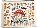Mushroom Gifts Makeup Bag Mushroom Gifts for Women Teen Girls Sister Friend, Mushroom Lovers Gifts, Just a Girl Who Loves Mushrooms Zipper Makeup Pouch