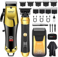 HIENA PRO Professional Cordless Hair Clippers for Men, T-Blade Beard Trimmer & Foil Shaver Set, Rechargeable Barber Clipper Kit and Hair Cutting Set, Facial Grooming Kit with LED Display