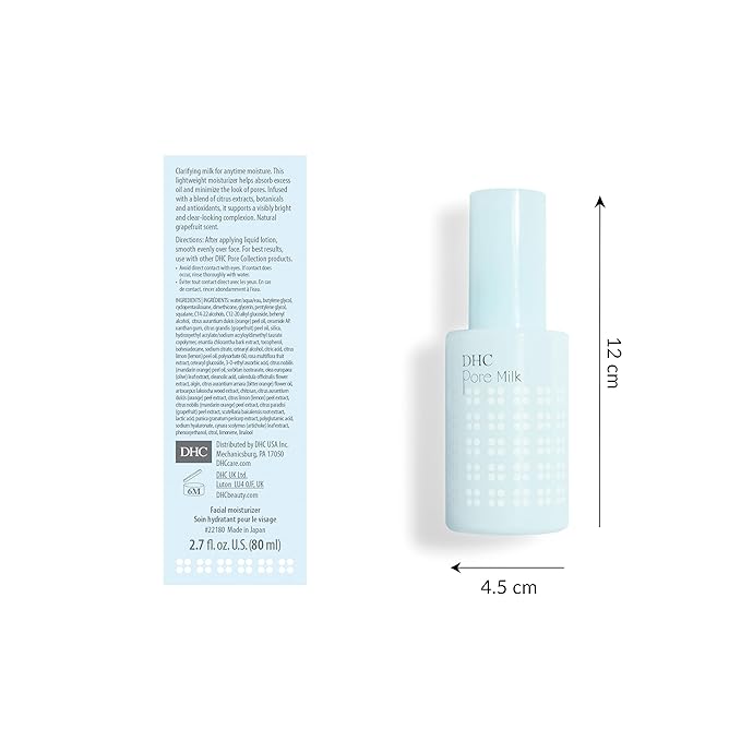 DHC Pore Milk, Pore Minimizing Daytime Moisturizer, Lightweight, Hydrating, Helps to Reduce Pores, Fragrance and Colorant Free, 2.7 fl. oz.