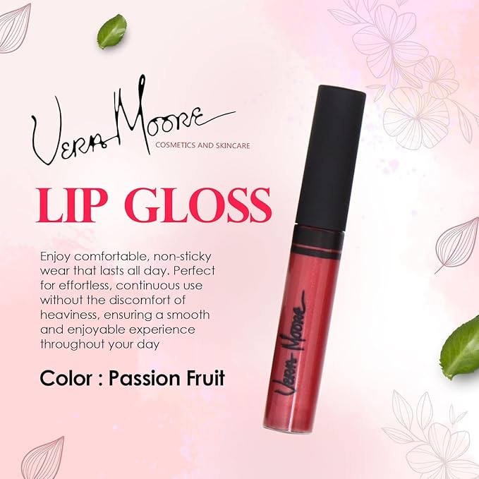 Lip Gloss, Moisturizing Lip Color with Shimmer for Long Lasting Shine, Lightweight Lip Stain, Non-Sticky Lip Gloss with Aloe Vera, W/Vitamin C, E (Passion Fruit)