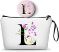 SEAMOON Women Birthday Unique Initial Funny Gifts for Teenage Girl Sister Friends Bridesmaid Personalized Travel Make up Cosmetic Bag with Mirror Valentines Mothers Day Christmas Graduation L