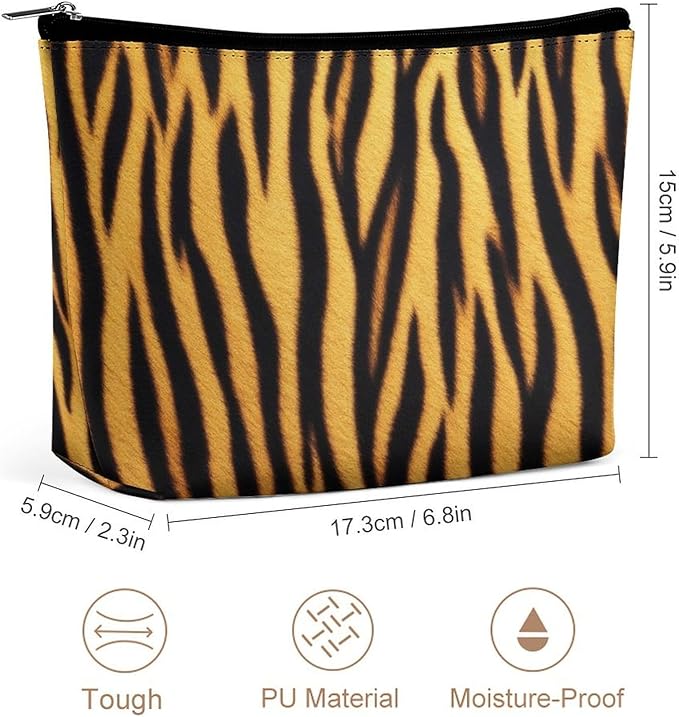 Women's Toiletry Bag, Travel Cosmetic Bag, Large Makeup Case, Wild Animal Tiger Skin Stripe Personality Fashion Zipper Cosmetic Case