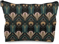 Witchy Vintage 1920s Bats and Flowers Aesthetic Cosmetic Bag - Goth & Halloween Toiletry Bag for Women