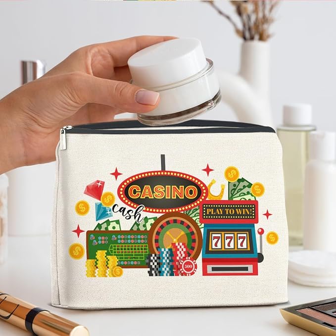 Casino Gifts Makeup Bag Vegas Casino Gifts for Women Friends Traveler Cosmetic Bag Zipper Makeup Pouch Gift