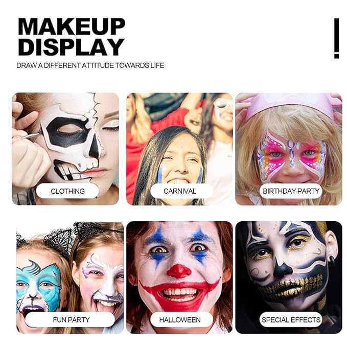 4PCS Blue Red White and Black Lipstick,Face Body Paint Stick Kit, Eye Stick for Halloween,Safe Facepaint Lip Smacking White Foundation Black Lipstick Makeup