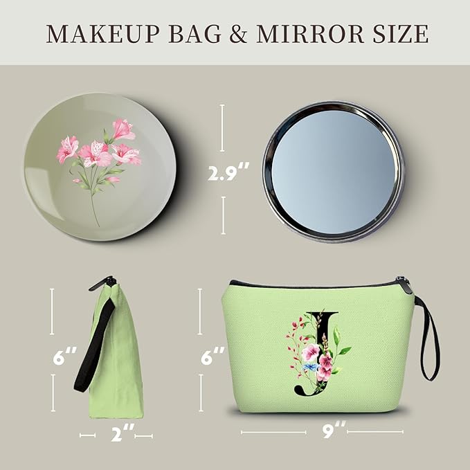 Birthday Inspirational Bridesmaid Proposal Team Small Gifts for Women Mom Aunt Teacher Sister Coworkers Makeup Cosmetic Bag Travel with Mirror Mothers Day Christmas Graduation J