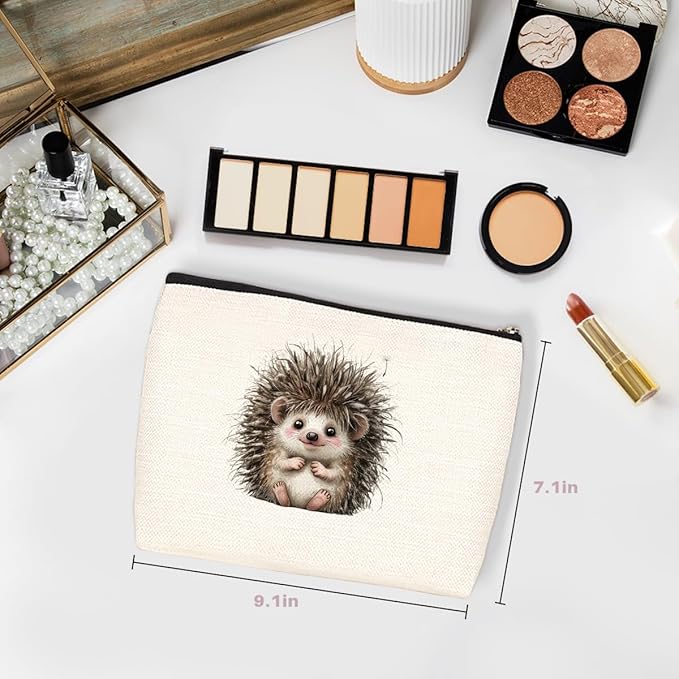 Wenboco Cute Hedgehog Makeup Bag, Travel Organizer Zipper Pouch Hedgehog Makeup Case Cosmetic Bags for Women, Portable Pouch Purse Travel Toiletries Accessories, Christmas Birthday Gifts for Women