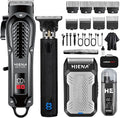 HIENA PRO Professional Cordless Hair Clippers for Men, T-Blade Beard Trimmer & Foil Shaver & Nose Hair Trimmer Set, Barber Clipper Hair Cutting Grooming Kit