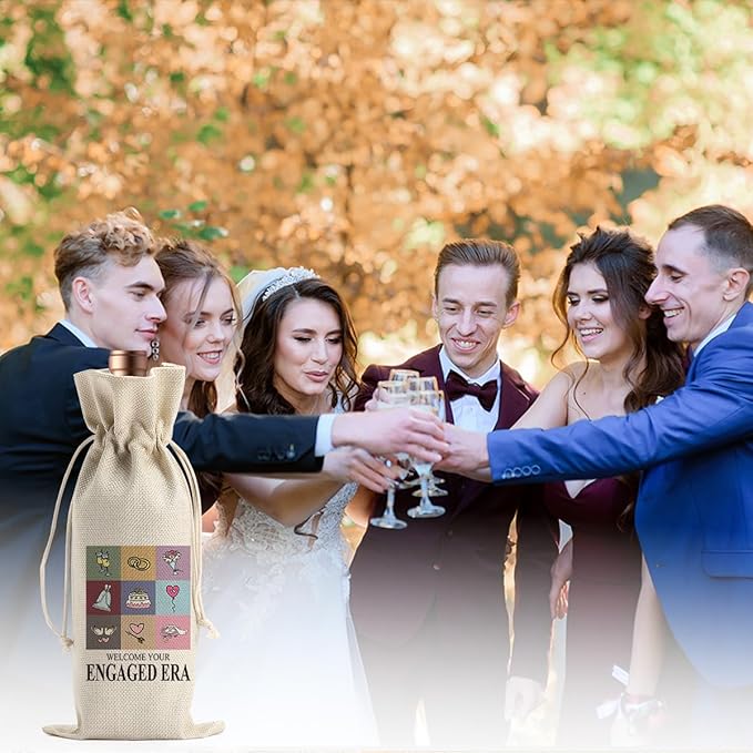 Engagement Wine Gift Bag Wedding Engaged Gifts for Newlyweds Couple Women Men Bridal Shower Gifts for Bride and Groom Pairs Well with Wedding Planning Welcome Your Engaged Era Wine Bags
