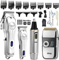 DSP 4-in-1 Pro Barber Kit: Cordless Hair Clipper, Trimmer, Shaver & Nose Hair Remover - Styling & Grooming Set with Scissors, Fade Tools, LED Display
