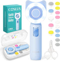 COSLUS Baby Nail Trimmer Electric: Gentle Baby Nail File with Quiet Design & 360° Light - Safe for Sleep Trim Grind, 16 in 1 Cute Nail Clipper Kit for Newborn Infant Toddler, C50, Blue
