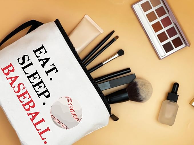 Baseball Themed Travel Makeup Bag, Multifunctional Cosmetic Case, Multicolour, Women's Gift for Mom, Sister, Friend, Travel/On-the-go, Daily Use, Toiletry