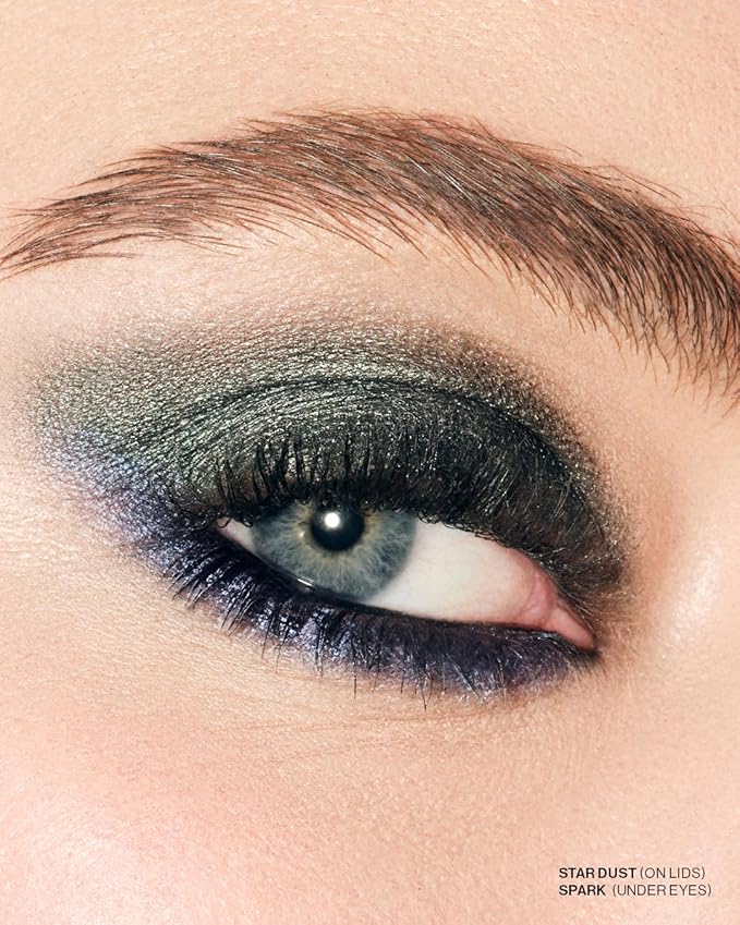 MAKE Beauty Multi-Chromatic Eye Shadow. Metal Reflecting Luminous Foil Finish Creamy, Buildable, Dimensional Long-wear, Crease-proof Powder Eyeshadow, Multichrome Shade - Stardust, Emerald Green