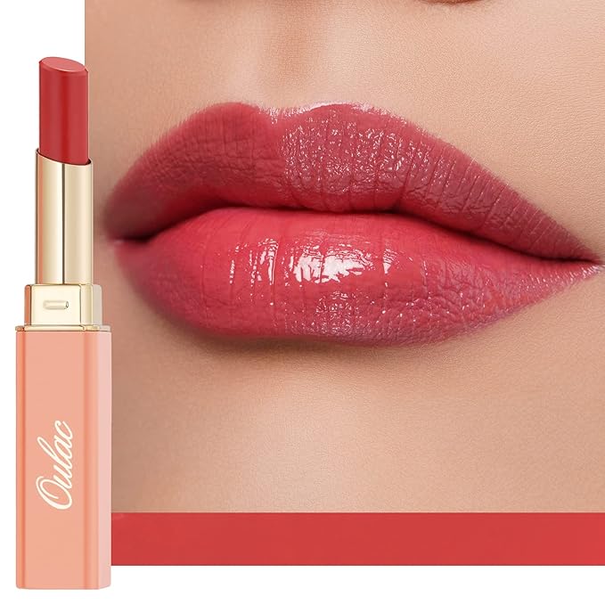 Oulac Apple Red Lipstick - Moisturizing Lip Stick Glossy Solid Shine Lip Gloss, Sheer Shine Juicy Finish, Lightweight and Hydrating Formula for Dry Lip Care, Vegan 2.2g/0.07oz (01)