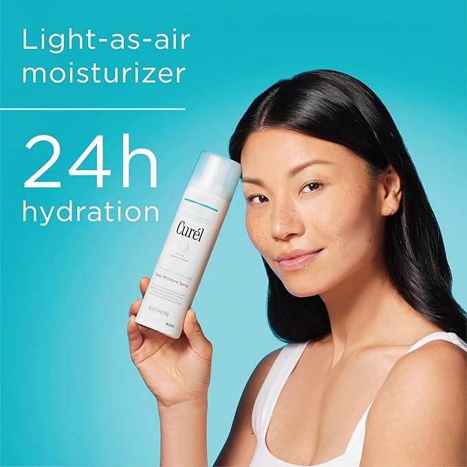 Curel Japanese Skin Care Deep Moisture Spray, Facial Lotion for Dry, Sensitive Skin, with Ceramides, Face and Body Moisturizer, pH Balanced, Fragrance & Alcohol Free Lotion, Setting Spray, 5 Fl Oz