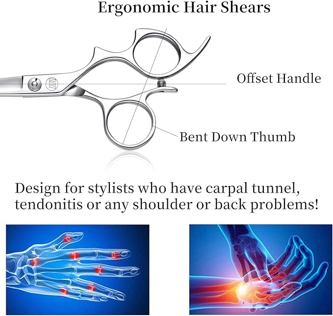 Moontay 5.5" Hair Cutting Shears with Large Finger Holes, Professional Barber Stylist Thinning Shears, Salon Hair Cutting Scissors, 440C Japanese Stainless Steel, Silver