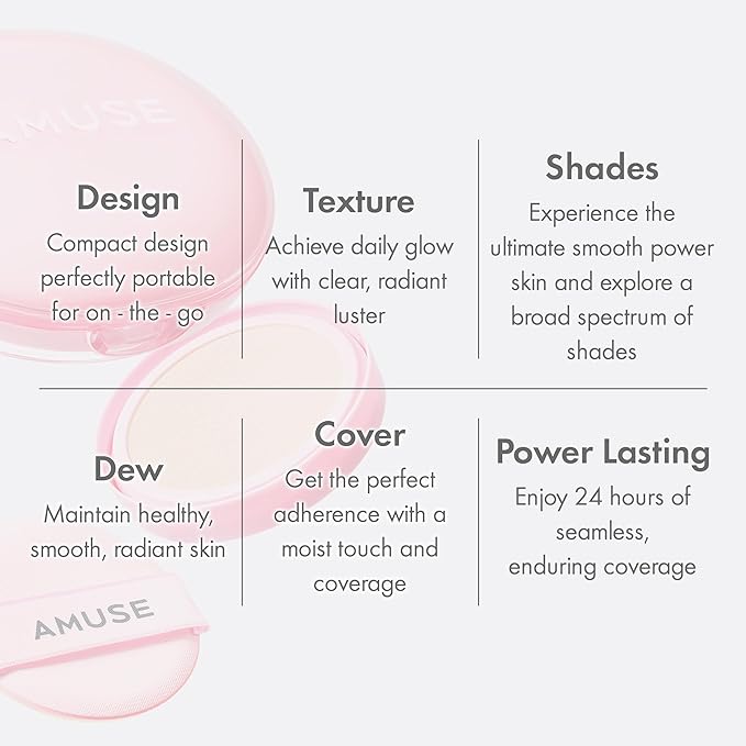 Amuse SEOUL DEW POWER VEGAN CUSHION ([REFILL] 1.5 NATURAL) | Dewy, glow, long-lasting, clean beauty, lightweight, natural look, foundation for sensitive skin, hydrating cushion