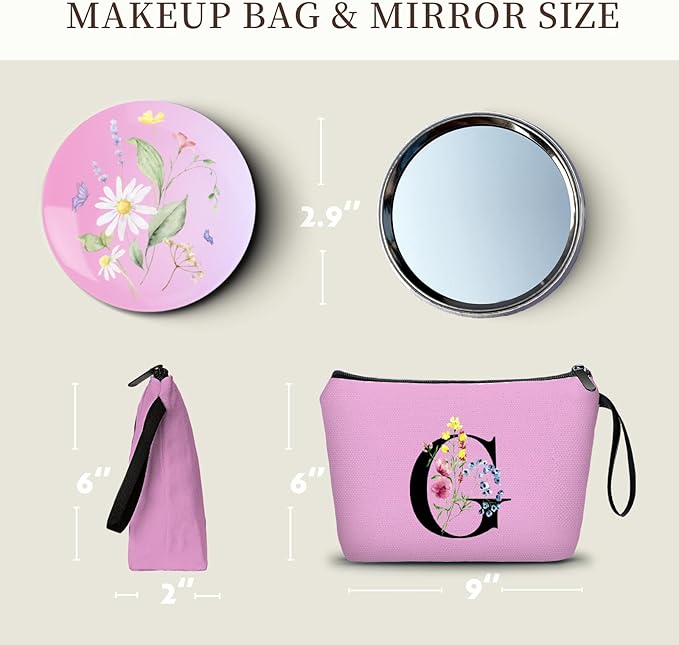 SEAMOON Maid of Honor Friendship Birthday Gifts for Women Her Aunt Sister Bridesmaid Coworkers Bride Personalized Makeup Cosmetic bag with Mirror Mothers Day Christmas Graduation G