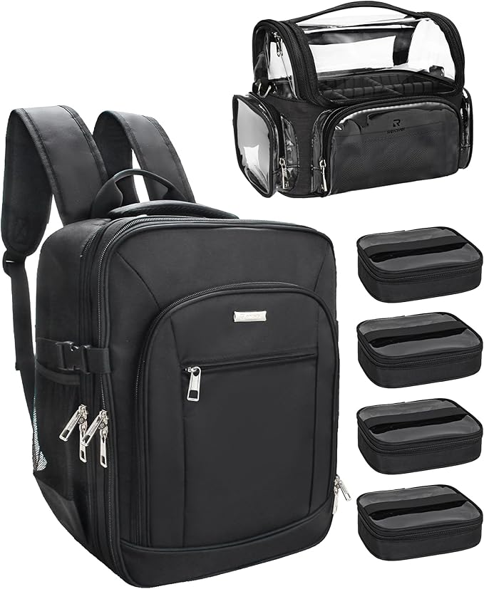 TANTO Makeup Backpack Extra Large Cosmetic Bags Professional Makeup Artist Bag Travel Train Case Storage Organizer Double-Layer Cosmetic Case with 4 Pouch and Brush Organizer