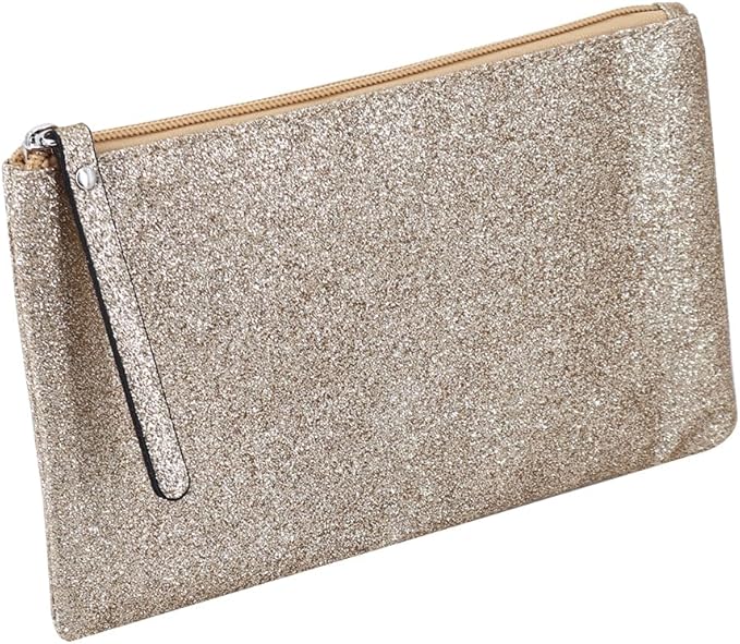 Celestial Glitter Makeup Pouch – Six Stunning Shades - Festive Cosmetic Bag (Solar Gold)