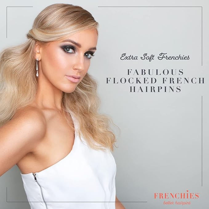 Frenchies French Twist Hair Pin, Ultra Flocked Extra Soft French Hair Pins for Women, Wedding, Updo Extensions, or Wig, 20 Count, Blond