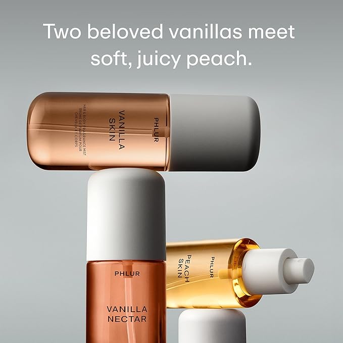PHLUR Vanilla Peach Trio - Exclusive 3pc Travel Size Body Mist Set ft. Vanilla Skin, Vanilla Nectar, Peach Skin (3 x 3 fl oz)