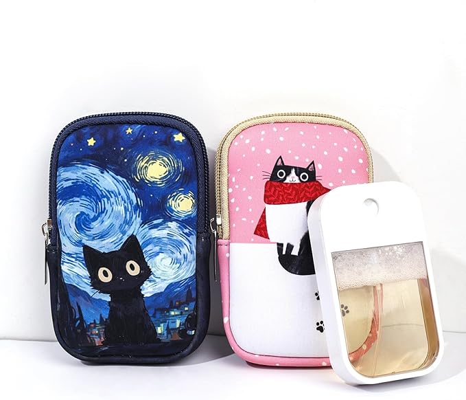 COOKOOKY 2 Pack Hand Sanitizer Spray Case Compatible with Touchland, Hand Sanitizer Holder, Mini Zippered Pouch, Small Makeup Bag for Women Friends Girls Gifts Idea
