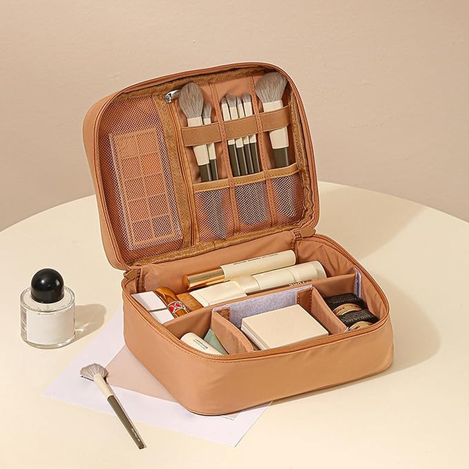 Custom Makeup Bag, Personalized Travel Toiletry Bag,Portable Cosmetic Bag with Elastic Straps,Makeup Organizer with Adjustable Dividers,Christmas and Wedding Gifts for Friend and Bridesmaid.