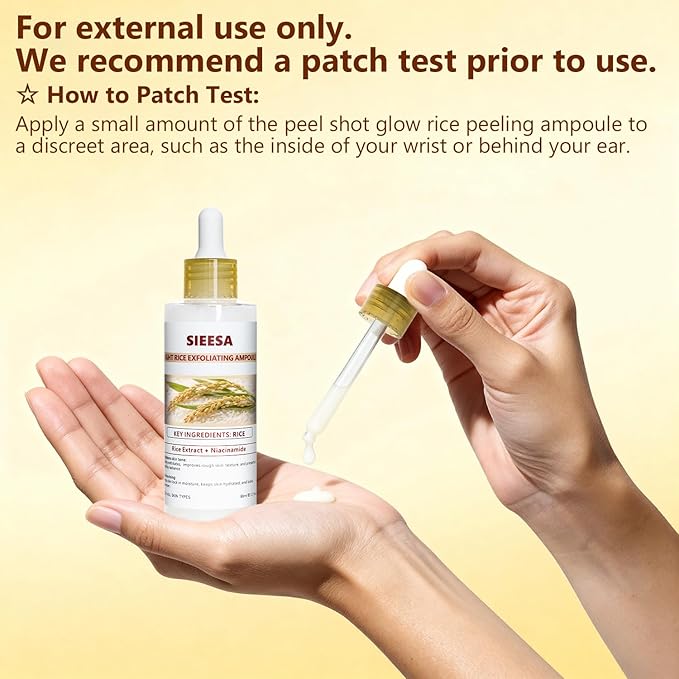 Peel Shot Glow White Rice Peeling Ampoule, Rice Extract Exfoliating Serum Dead Skin Care for Face and Body Scrub, Gentle Skincare, Pore Refiner & Deep Hydration for All Skin Types（80ML/2.71 Fl Oz）