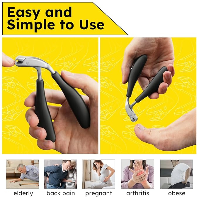 Angled Head Toe Nail Clippers for Thick Nails for Seniors, Straight Toenail Clippers with Catcher, Heavy Duty Large Toenail Clippers with Ergonomic Long ABS Handled