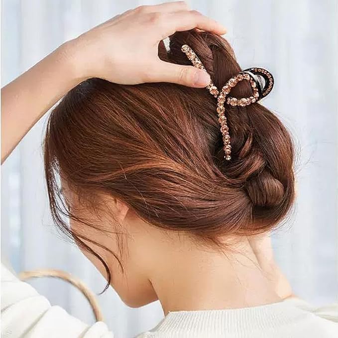 SINIDE Crystal Hair Claw Clips, Rhinestone Plastic Claw Clips Nonslip Acrylic Metal Jaw Clip for Thick Long Hair, Fashion Elegant Clamps Accessories for Women Strong Hold Barrette for Styling (3 Pack)