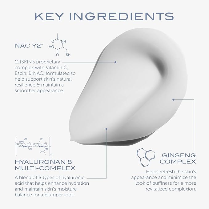 111SKIN Cryo Revitalising Moisturiser, Hydrating Gel Face Cream with Hyaluronic Acid, Ginseng Complex & ATP for Skin & Neck, Firming & Tightening Daily Face Moisturizer for All Skin Types, 1.69 fl oz