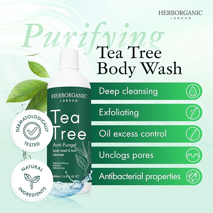 Tea Tree Body Wash - 400ml - Body Wash - Vegan, Odor and Foot Cleansing Shower Gel