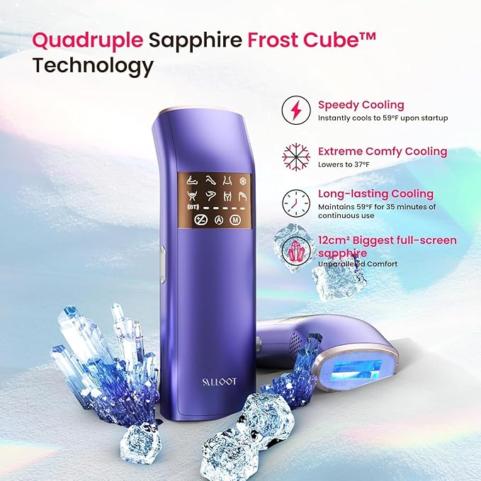IPL Laser Hair Removal for Women and Men, 25J Triple-Pulse Permanent Hair Removal Device for Ingrown Hair, 37°F Painless Sapphire Ice Cooling Hair Removal for Legs, Armpits, Face, Bikini, Underarms