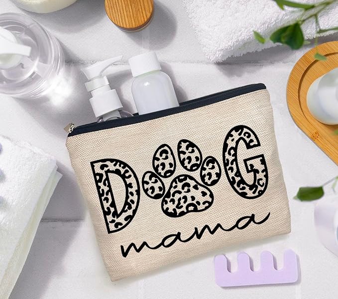 IWXYI Dog Mom Gifts For Women,Dog mama Makeup Bags with Zipper,Dog mama Makeup Bag Zipper Pouch Travel Toiletry Gifts For Women
