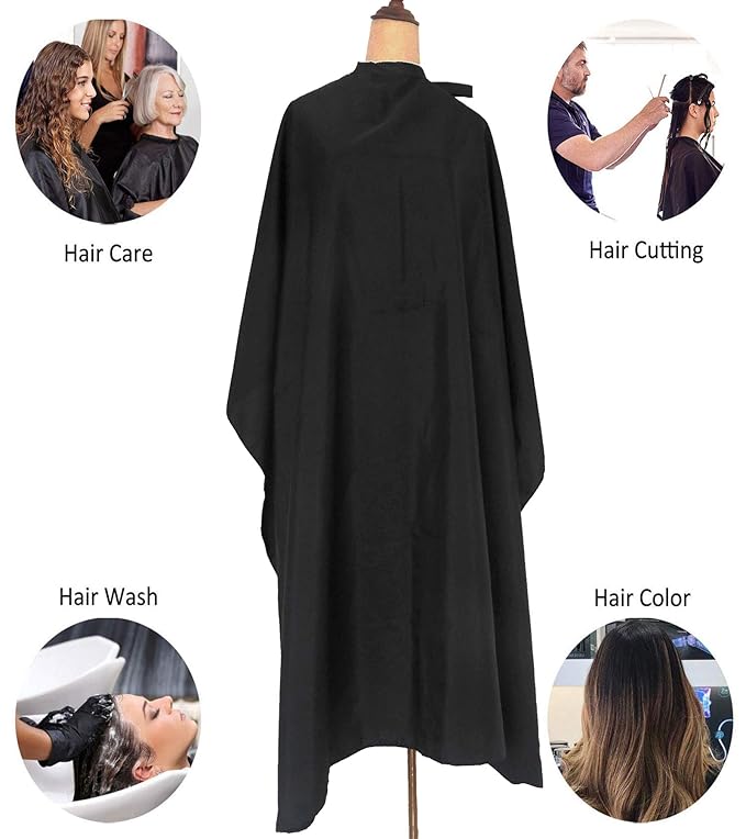 Haircut Cape Black Hair Cutting Salon Barber Capes Waterproof hairdressing for Clients Men Adults (5PCS-Barber Capes)