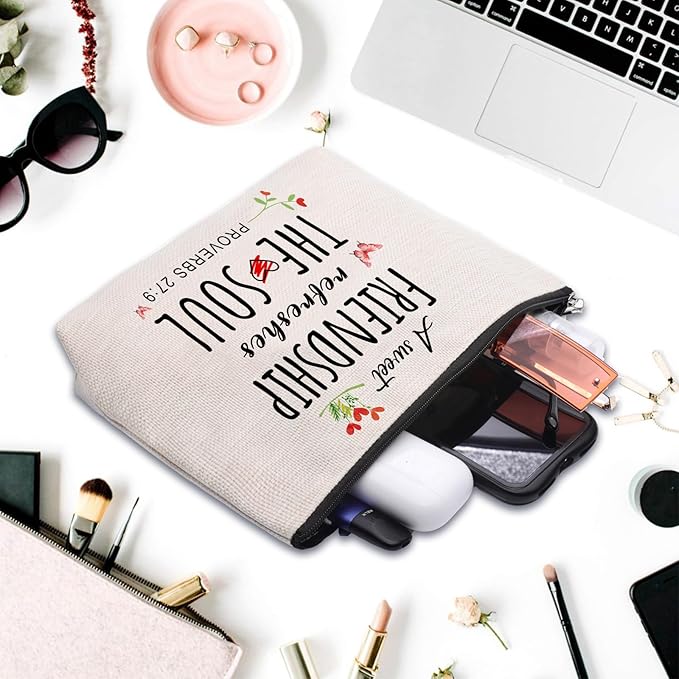 Christian Gifts for Women Friends Makeup Bag, Christian Secret Sister Birthday Gift for Best Friends, Friendship Gifts for women, Christian Gift Cosmetic Bag