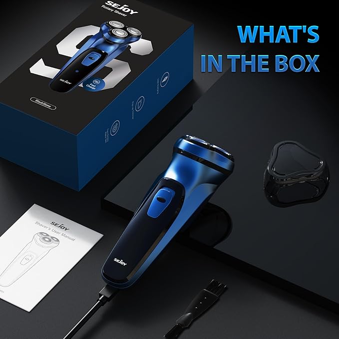 Sejoy Electric Razor for Men,Electric Shavers for Men,Face Shaver, Cordless Washable Rechargeable Shaving Machines,Pop Up Trimmer for Travel Home, LED Display,Fast Charging