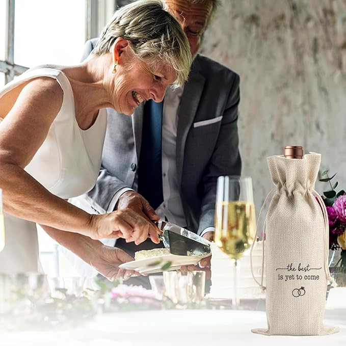 Engagement Wine Gift Bag Wedding Engaged Gifts for Newlyweds Couple Women Men Bridal Shower Gifts for Bride and Groom Pairs Well with Wedding Planning The Best Is Yet to Come Wine Bags