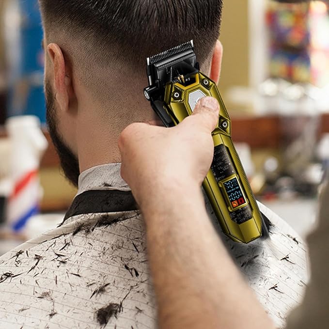 VGR Professional Hair Clippers for Men, Cordless Barber Clippers and Trimmers Set, Mens Hair Cutting Kit with 10 Guide Combs, USB Rechargeable Haircut Machine for Family, LED Display, Green