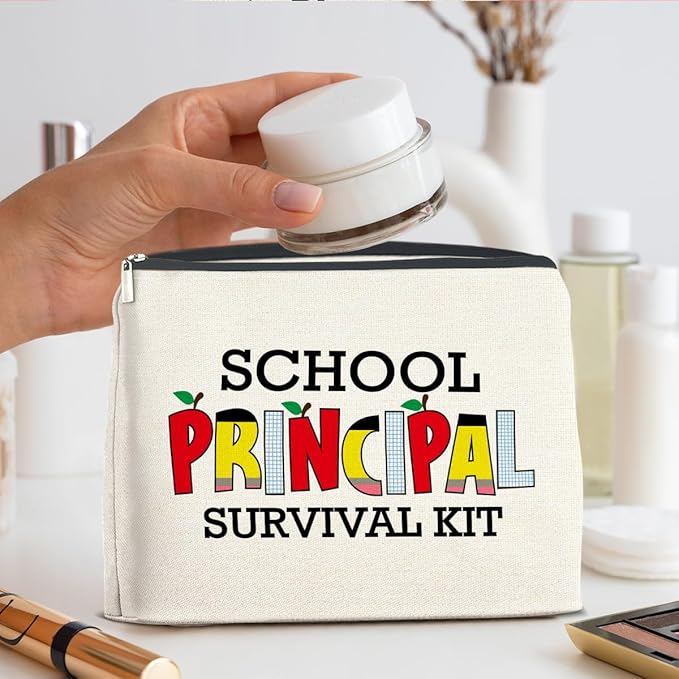 School Principal Gifts: Makeup Bag, Appreciation Gifts for Women, Survival Kit Zipper Pouch