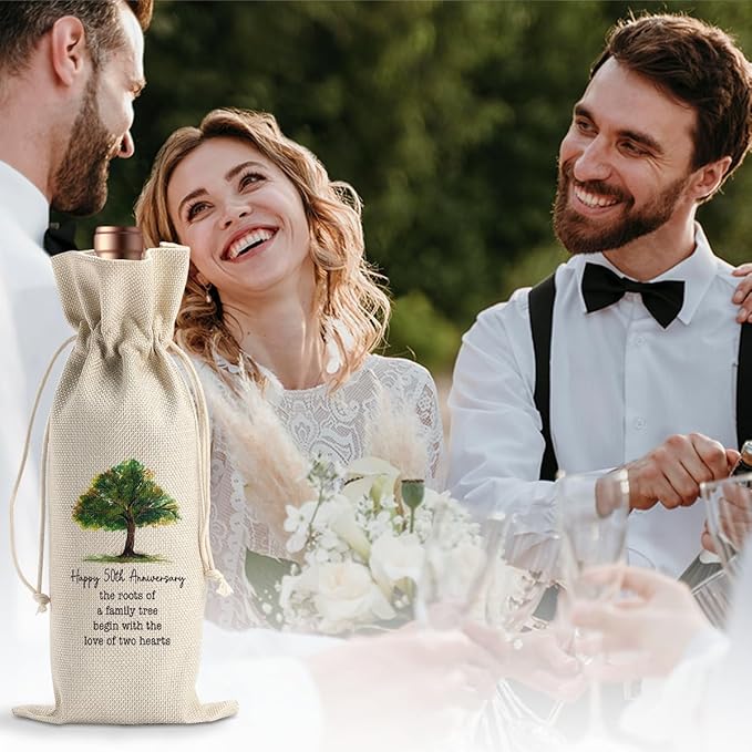 Gifts for 50th Anniversary for Couple Parents Husband Wife Vow Renewal Golden Wedding Anniversary Wine Gift Bag