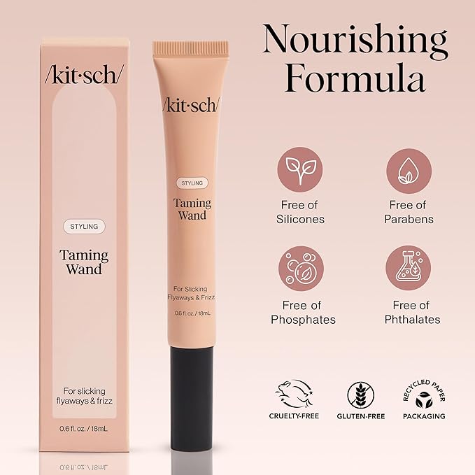 Kitsch Fly Away Stick for Hair - Taming Wand with Biotin, Aloe & Vitamin E - Clear Serum-Like Gel Hair Mascara for Flyaways & Baby Hairs - Lightweight Hair & Multi-Use Hair Stick - 18ml