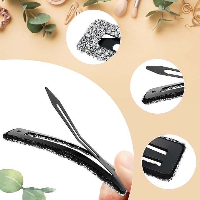 Rhinestone and Crystal Hair Clips 2-Pack, Sparkly Barrettes & Elegant Bling Accessories for Women & Girls(Set9)