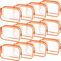 Weewooday 12 Pieces Clear Makeup Bags Cosmetic Storage Bags PVC Zipper Pouches Travel Waterproof Makeup Plastic Case for Women Organizing Toiletries Traveling Bathroom(Medium,Orange)