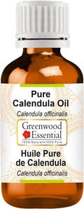 Greenwood Essential Calendula Oil (Calendula officinalis) | Infused | Pure | Non-Sticky | Lightweight | Mild Formula | For Daily Skincare | For Men & Women | All Skin Types | 100ml (3.38 oz)