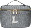 EURYNOME Makeup Bag with Custom Letter L, Water-Resistant Travel Organizer Pouch, (8.3x5.1x5.1 Inch) Cosmetic Case for Women