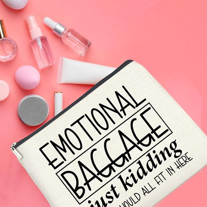 Funny Emotional Baggage Makeup Bag Gifts for Women Friends Bestie Soul Sister BFF, Cosmetic Bag Zipper Makeup Pouch