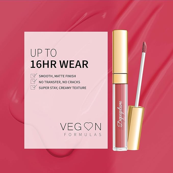 Red Lipstick Matte for Women, Color Stay Long Lasting Lipstick Smudgeproof Liquid Lipsticks, Cruelty Free Lip Color (DM17 Watermelon)
