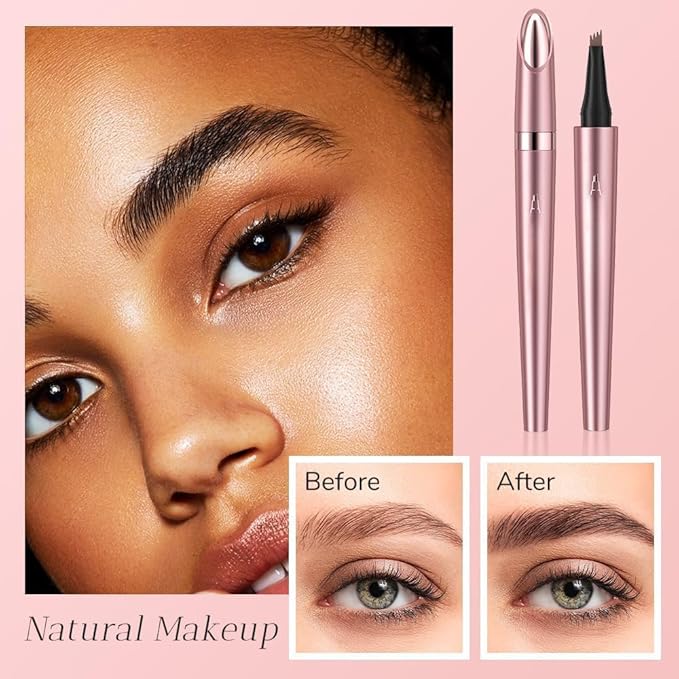2025 Premium Microblading Eyebrow Pen, Waterproof Eyebrow Pencil, Eye Brow Pen with 4 Tip, Natural Magic Eyebrow Makeup Fine Stroke Contouring Pencil Long-Lasting Stay on All Day (Light Brown)